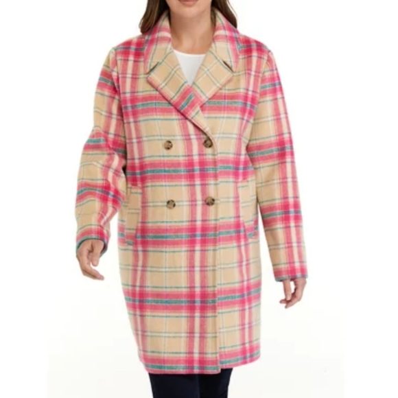 crown & ivy Jackets & Blazers - NWT Crown & Ivy Pink Plaid Jacket Size Medium